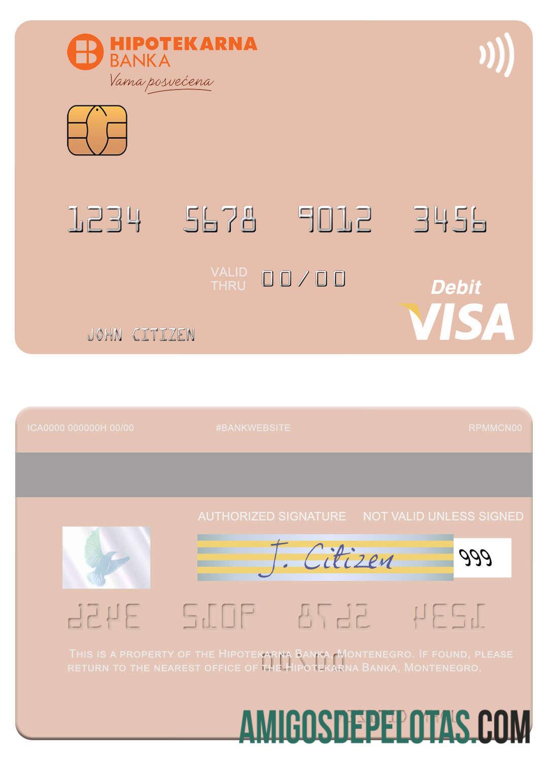 Montenegro Hipotekarna Banka Visa Debit Card download for verification
